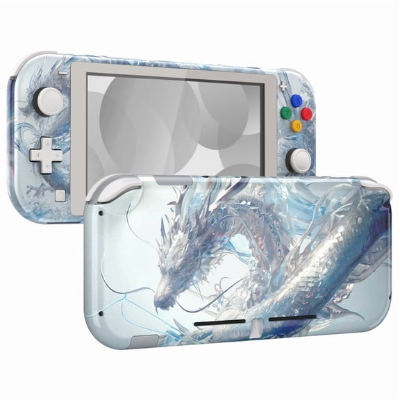 eXtremeRate DIY Replacement Shell for Nintendo Switch Lite, Crystal Dragon NSL Handheld Controller Housing w/ Screen Protector, Custom Case Cover for Nintendo Switch Lite - Without Console