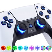eXtremeRate Multi-Colors Luminated D-pad Thumbstick Option Face Buttons Black Classical Symbols Buttons LED Kit for PS5 Controller