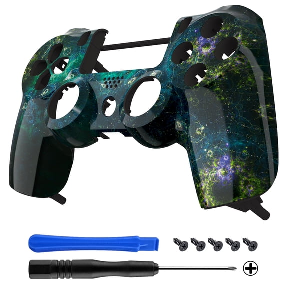 eXtremeRate Dark Chaos Nebula Galaxy Patterned Custom Faceplate Cover, Replacement Front Housing Shell Case Compatible with ps4 Slim Pro Controller JDM-040/050/055 - Controller NOT Included