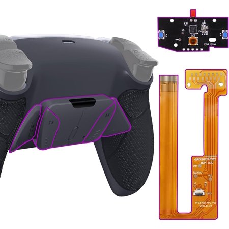 eXtremeRate Dark Gray Rubberized Grip Programable RISE4 Remap Kit for PS5 Controller BDM-030 040, Upgrade Board & Redesigned Classic Gray Back Shell & 4 Back Buttons for PS5 Controller