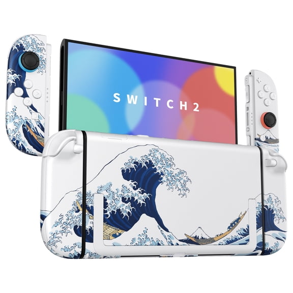 eXtremeRate Deluxe The Great Wave Full Shell Kit for Nintendo Switch 2 – Housing & Buttons for Console & Joy-Con Case