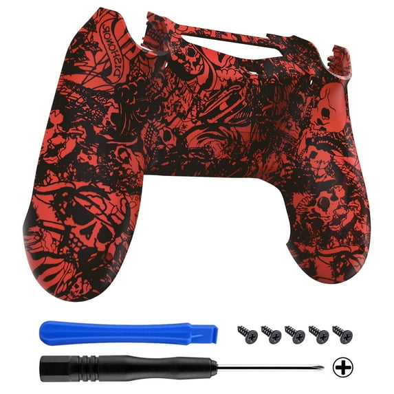 eXtremeRate Demons and Monsters PatternSoft Touch Game Improvement Replacement Parts Back Housing Cover, Custom Bottom Shell Compatible with ps4 Controller JDM-040, JDM-050 and JDM-055