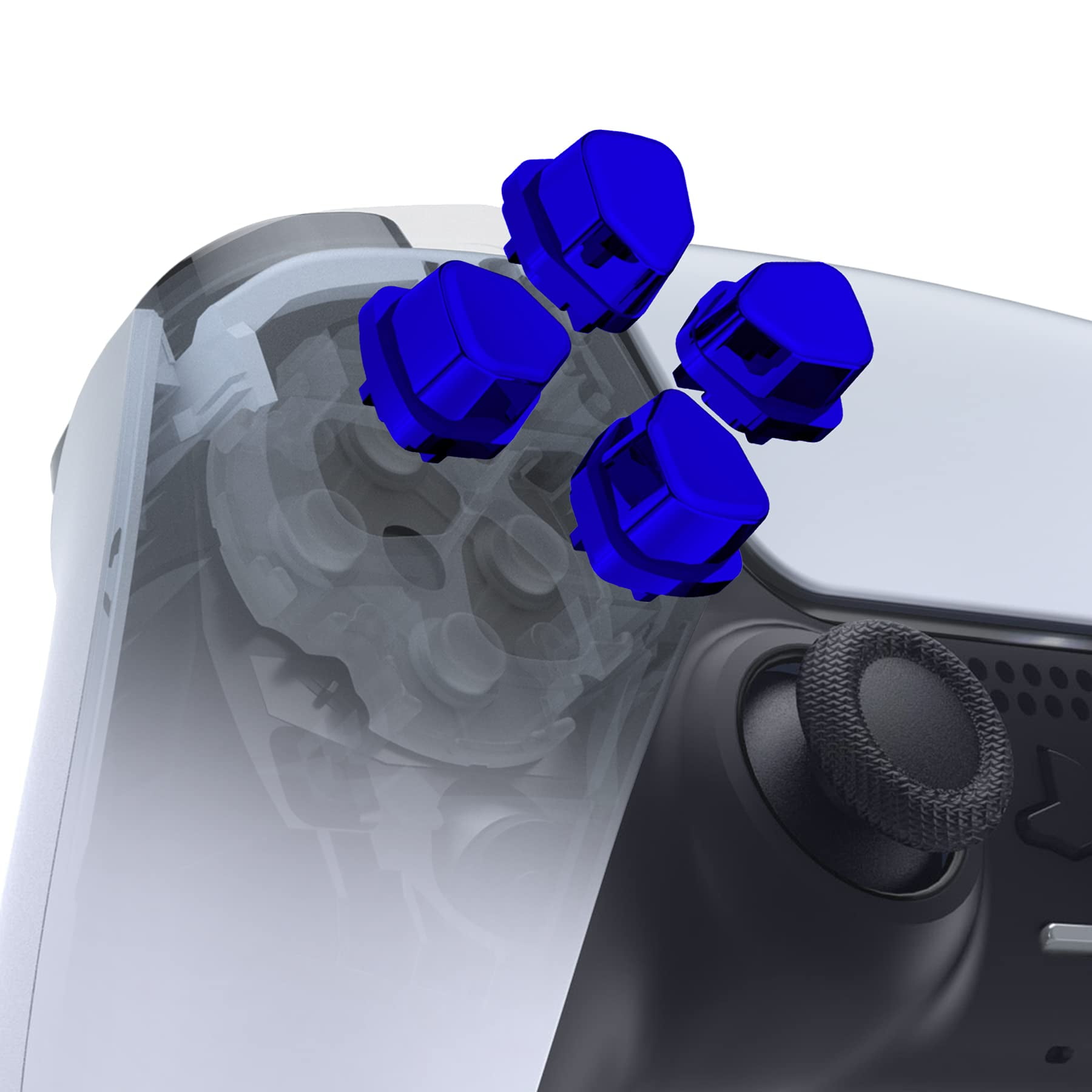 eXtremeRate Ergonomic Split Dpad Buttons Chrome Blue Independent Dpad ...