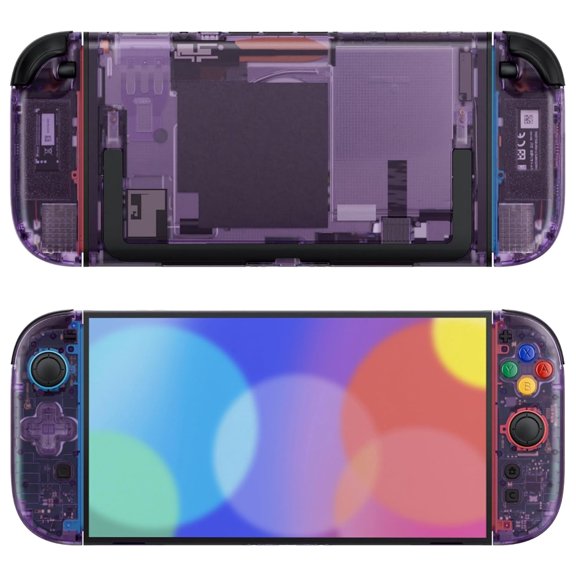 eXtremeRate Essence Clear Atomic Purple DIY Full Shell Kit for Nintendo Switch 2 – Buttons & Back Plate Set