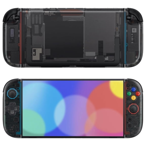 eXtremeRate Essence Clear Slate Black DIY Full Shell Kit for Nintendo Switch 2 – Buttons & Back Plate Set