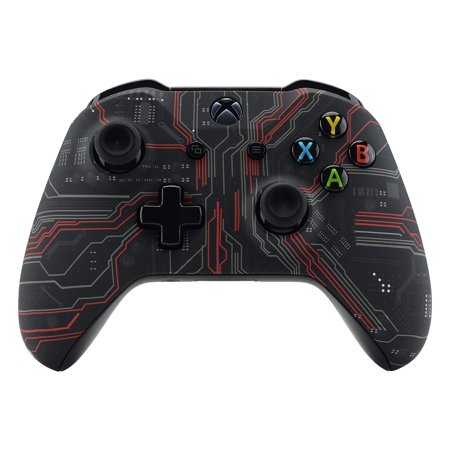 eXtremeRate Evil Circuit Patterned Front Housing Shell Case, Faceplate Cover Replacement Kit for Xbox One X & One S Controller (Model 1708) - Controller NOT Included