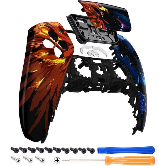 eXtremeRate Fire Eagle vs Ice Snake Replacement Touchpad Front Housing Shell for ps5 Controller BDM-010/020/030/040