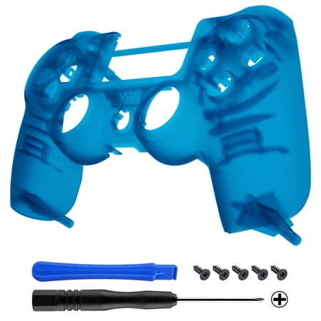 eXtremeRate Foggy Clear Blue Replacement Faceplate Kit for ps4 Slim Pro Controller JDM-040/050/055