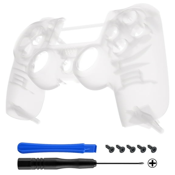 eXtremeRate Foggy Clear Faceplate Cover, Soft Touch Front Housing Shell Case, Comfortable Replacement Kit Compatible with ps4 Slim Pro Controller JDM-040/050/055 - Controller NOT Included