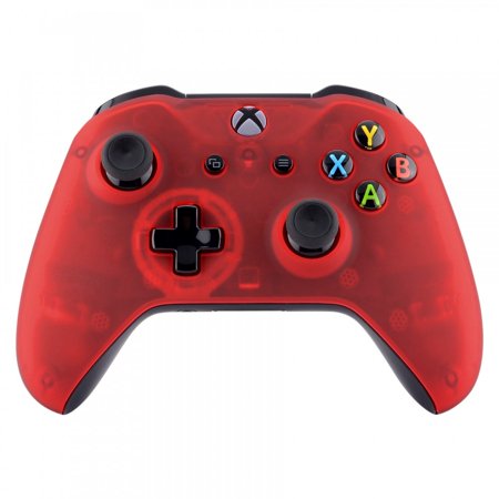 eXtremeRate Foggy Clear Red Faceplate Cover for Xbox One Wireless Controller (Model 1708), Custom Case Replacement Front Housing Shell for Xbox One S & Xbox One X Controller - Controller NOT Included