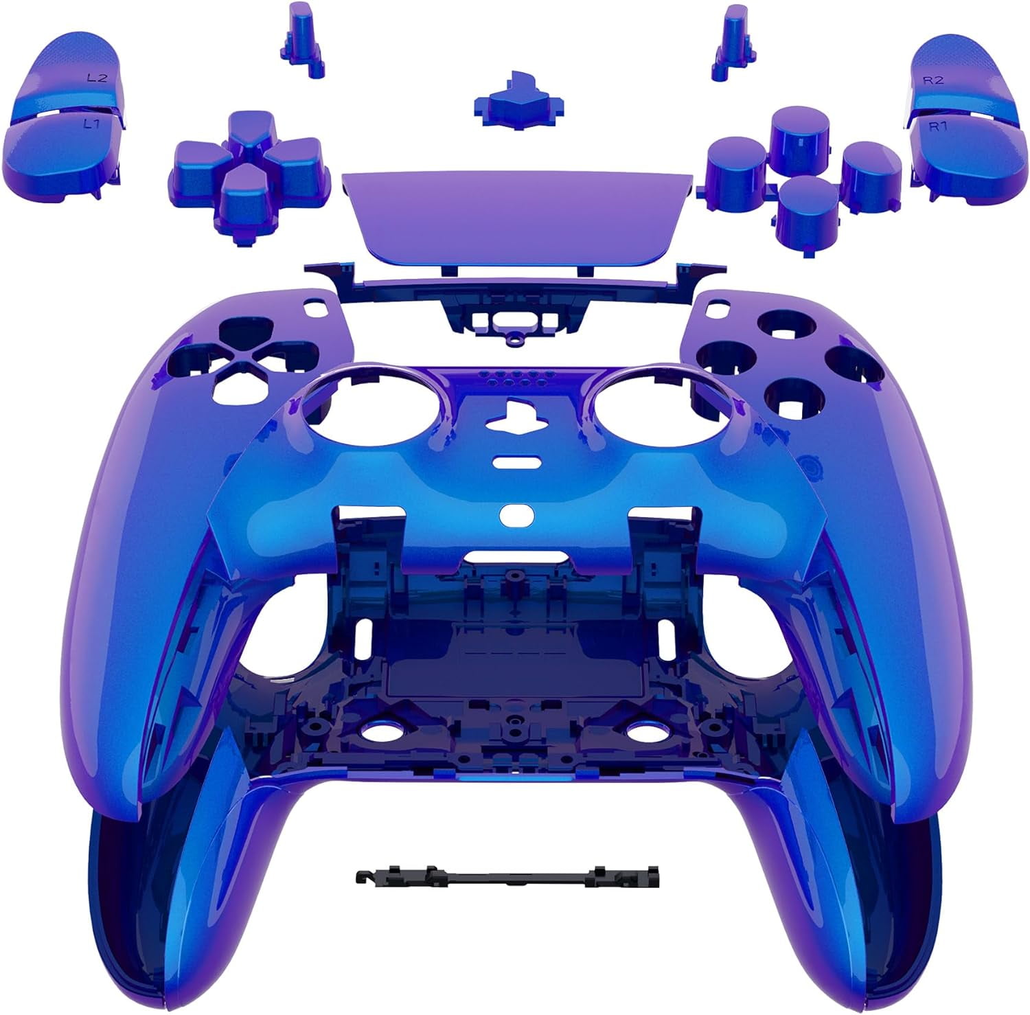 eXtremeRate Full Set Housing Shell Buttons Touchpad Compatible with ps5 Edge Controller, Chameleon Purple Blue Replacement Decorative Trim Shell Front Back Plates Compatible with ps5 Edge Controller