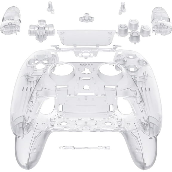 eXtremeRate Full Set Housing Shell with Buttons Touchpad Cover Compatible with ps5 Edge Controller, Clear Custom Replacement Decorative Trim Shell Front Back Plates Compatible with ps5 Edge Controller