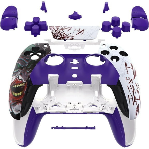 eXtremeRate Full Set Housing Shell with Buttons Touchpad Cover Compatible with ps5 Edge Controller, Clown HAHAHA Replacement Decorative Trim Shell Front Back Plates Compatible with ps5 Edge Controller