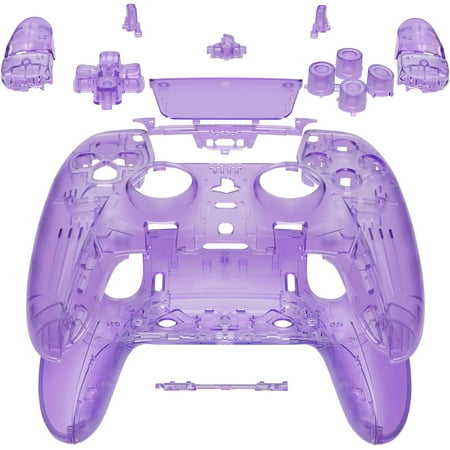 eXtremeRate Full Set Housing Shell w/ Buttons Touchpad Compatible with ps5 Edge Controller, Clear Atomic Purple Replacement Decorative Trim Shell Front Back Plates Compatible with ps5 Edge Controller