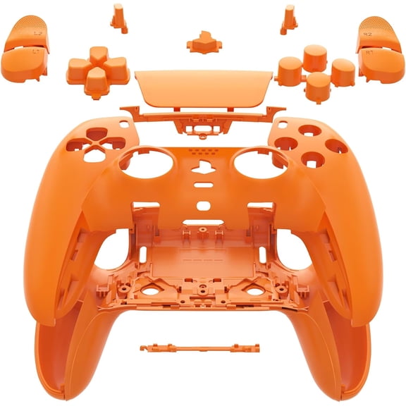 eXtremeRate Full Set Housing Shell w/ Buttons Touchpad Cover Compatible with ps5 Edge Controller, Orange Custom Replacement Decorative Trim Shell Front Back Plates Compatible with ps5 Edge Controller