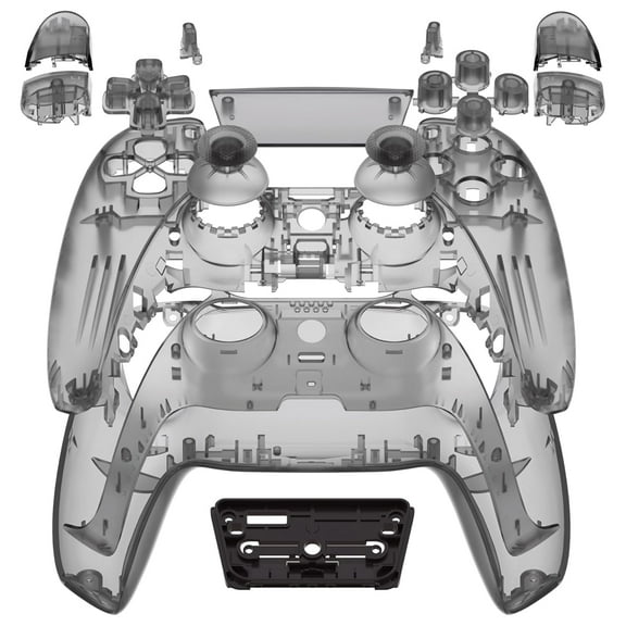 eXtremeRate Full Set Shell with Buttons Touchpad Cover,Clear Black Custom Replacement Decorative Trim Shell Front Back Plates Compatible with p s 5 Controller BDM-010 022