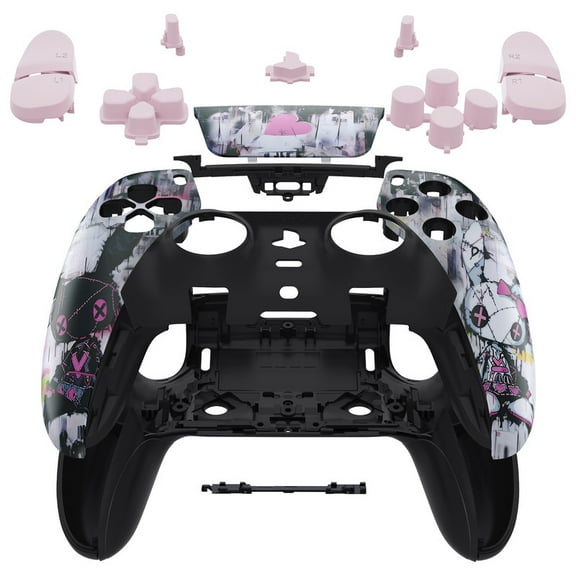 eXtremeRate Full Set Shell Buttons Touchpad Cover Compatible with p s 5 Edge Controller, Lovely Punky Bunny Replacement Decorative Trim Shell Front Back Plates Compatible with p-s-5 Edge Controller