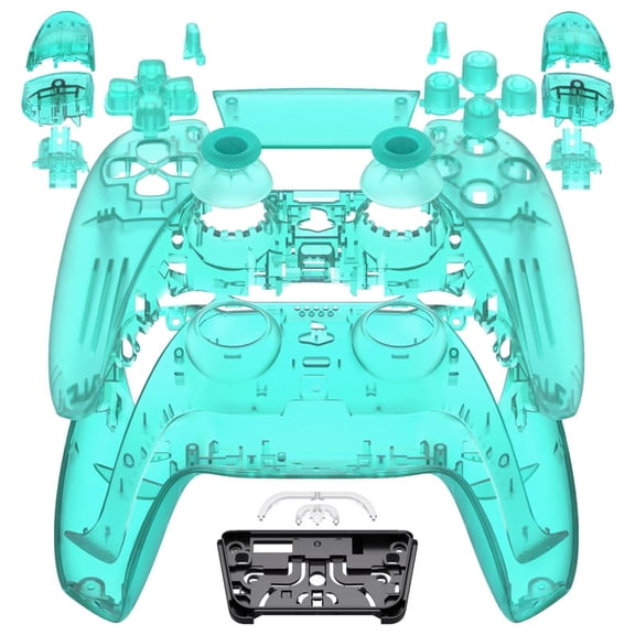eXtremeRate Full Set Shell with Buttons Touchpad Cover, Emerald Green Custom Replacement Decorative Trim Shell Front Back Plates Compatible with p s 5 Controller BDM-030 BDM-040 BDM-050