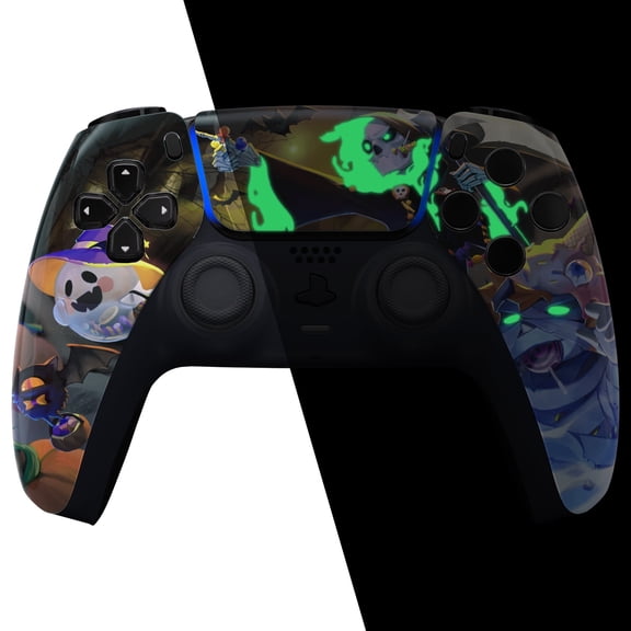 eXtremeRate Glow in Dark - Halloween Candy Night Touchpad Front Housing Shell Compatible with ps5 Controller, DIY Replacement Shell Custom Touch Pad Cover Faceplate Compatible with ps5 Controller