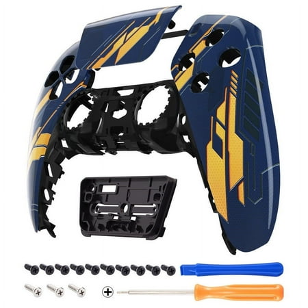 eXtremeRate Glow in Dark Mecha - Orange Touchpad Front Housing Shell Compatible with ps5 Controller, DIY Replacement Shell Custom Touch Pad Cover Faceplate Compatible with ps5 Controller