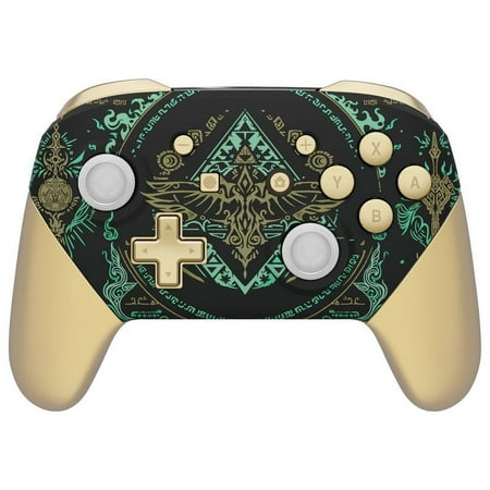 eXtremeRate Glow in Dark - Totem of Kingdom Black Faceplate Backplate Handles for Nintendo Switch Pro Controller, DIY Replacement Grip Housing Shell Cover and Buttons for Nintendo Switch Pro