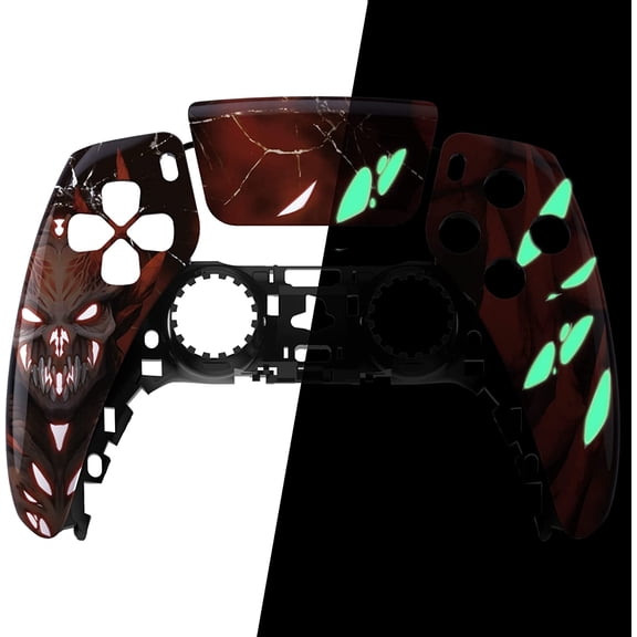 eXtremeRate Glow in Dark - Scarlet Demon Replacement Touchpad Front Housing Shell Shell for ps5 Controller BDM-010/020/030/040