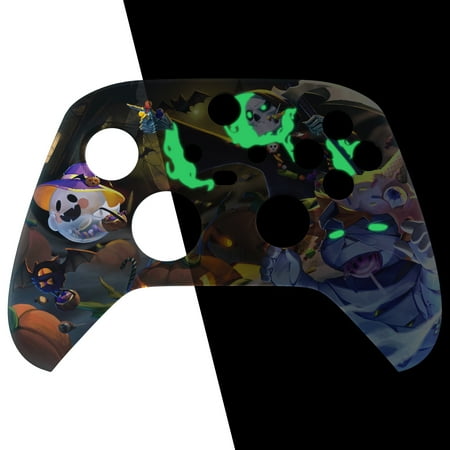 eXtremeRate Glow in Dark Shell Halloween Candy Night Front Housing Cover for Xbox Core Controller