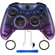 eXtremeRate Gradient Translucent Bluebell Front Housing Shell Case Replacement Kit for Xbox One Elite Series 2, Xbox Elite 2 Core Controller Model 1797 - Thumbstick Accent Rings Included