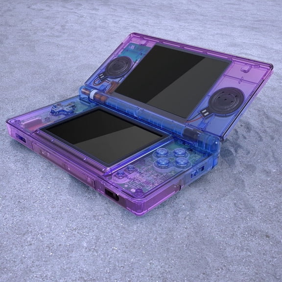 eXtremeRate Gradient Translucent Bluebell Replacement Full Housing Shell for Nintendo DS Lite, Custom Handheld Console Case Cover with Buttons, Screen Lens for Nintendo DS Lite NDSL - Console Without