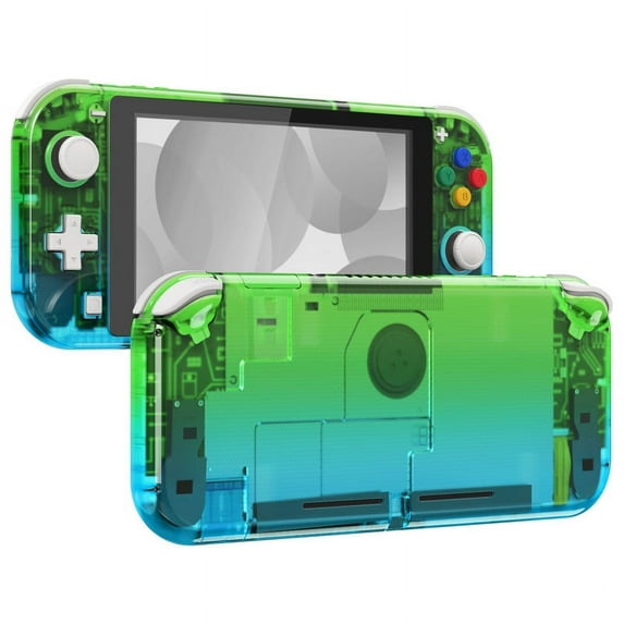 eXtremeRate Gradient Translucent Green Blue DIY Replacement Shell for Nintendo Switch Lite, NSL Handheld Controller Housing w/Screen Protector, Custom Case Cover for Nintendo Switch Lite
