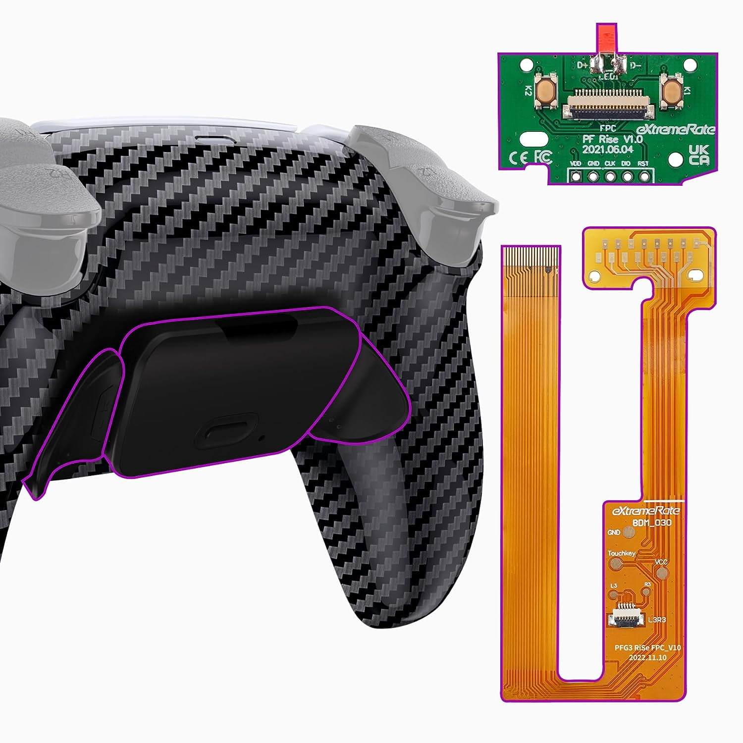 eXtremeRate Graphite Carbon Fiber Pattern Back Paddles Kit Upgrade ...