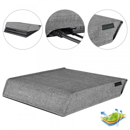 eXtremeRate Gray Horizontal Dust Cover for PS4 Pro Console, Soft Neat Lining Dust Guard for PS4 Pro Console, Anti Scratch Waterproof Cover Protector Sleeve for PS4 Pro Console