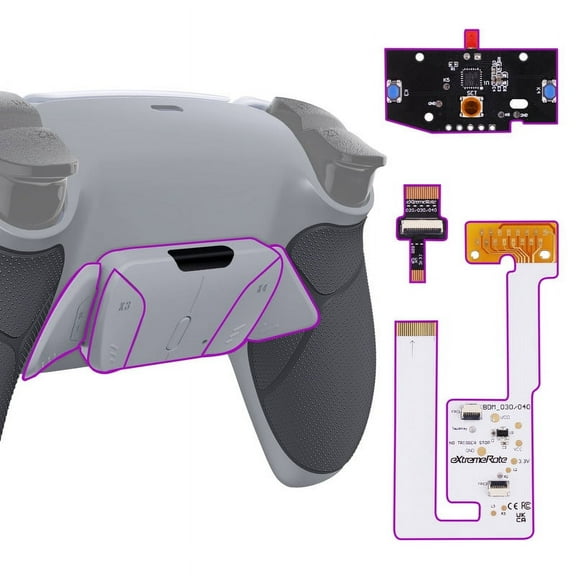 eXtremeRate Gray Rubberized Grip Programable RISE4 V3 Remap Kit Upgrade Board New Hope Gray Bottom Shell 4 Back Buttons for PS5 Controller BDM-030 040 050