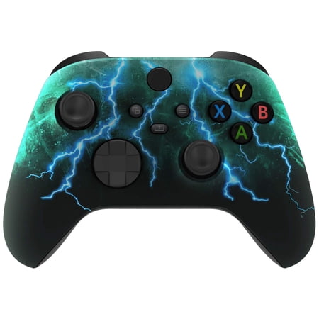 eXtremeRate Green Storm Thunder Replacement Cover Front Housing Cover for Xbox Core Controller