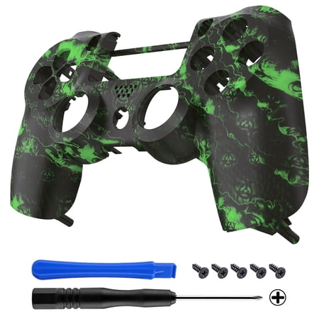 eXtremeRate Green Viral Infection Patterned Custom Faceplate Cover, Replacement Front Housing Shell Case Compatible with ps4 Slim Pro Controller JDM-040/050/055 - Controller NOT Included