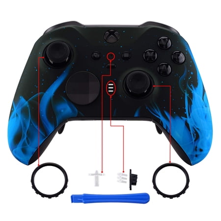 eXtremeRate Green Weeds Front Case Faceplate Xbox One Elite Series 2 Core w/Thumbstick Accent Rings