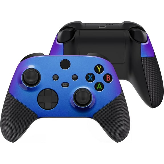 eXtremeRate Grips Shell, Chameleon Purple Blue Grip Handles Faceplate for Xbox Core Controller