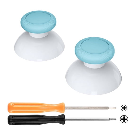 eXtremeRate Heaven Blue & White Dual-Color Replacement 3D Joystick Thumbsticks, Analog Thumb Sticks with Cross Screwdriver for Nintendo Switch Pro Controller