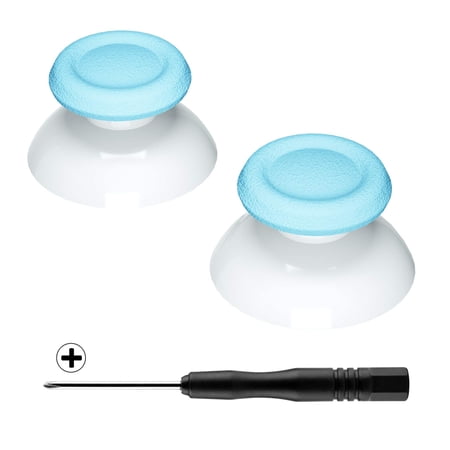 eXtremeRate Heaven Blue & White Dual-Color Replacement 3D Joystick Thumbsticks for PS5 Controller, Analog Thumb Sticks with Screwdriver for PS4 Slim Pro Controller