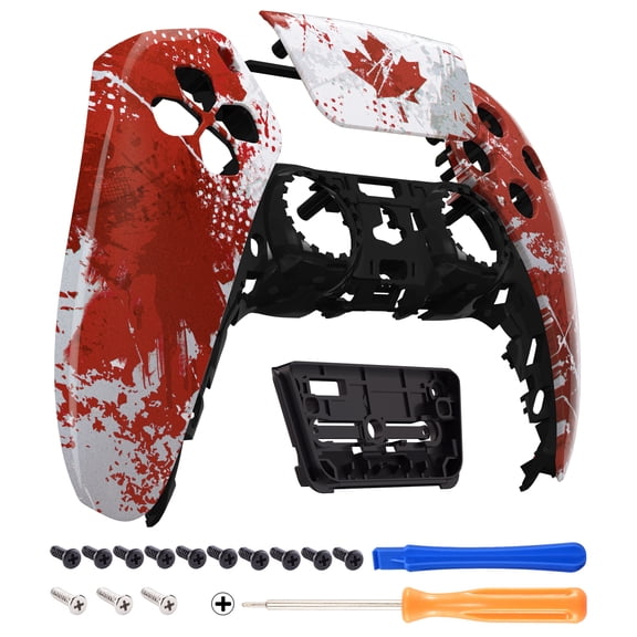 eXtremeRate Impression Canada Flag Touchpad Front Housing Shell Compatible with ps5 Controller, DIY Replacement Shell Custom Touch Pad Cover Faceplate Compatible with ps5 Controller