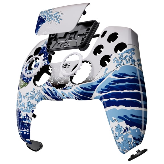 eXtremeRate LUNA Redesigned Front Shell Touchpad Compatible with ps5 Controller BDM-010 020 030 040 050 060, Replacement Faceplate Case - The Great Wave