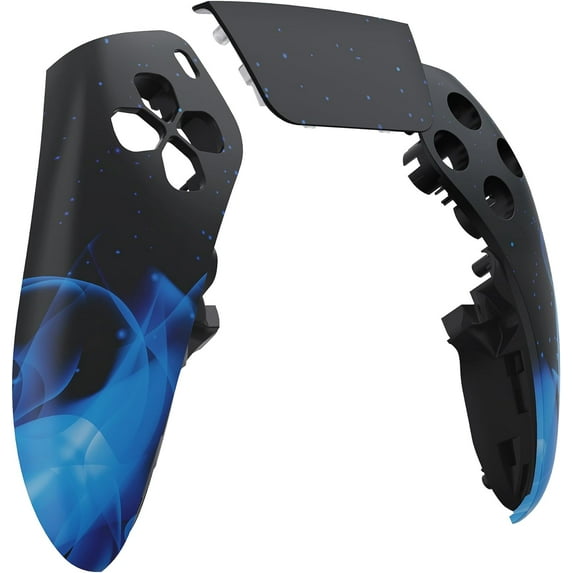eXtremeRate Left Right Front Housing Shell with Touchpad Compatible with ps5 Edge Controller, Blue Flame DIY Replacement Faceplate Shell Custom Touch Pad Cover Compatible with ps5 Edge Controller
