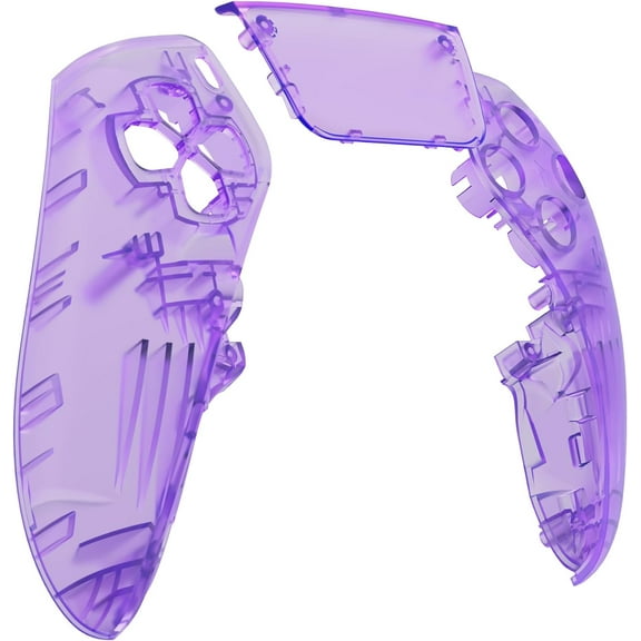 eXtremeRate Left Right Front Housing Shell with Touchpad Compatible with ps5 Edge Controller, Clear Atomic Purple Replacement Faceplate Shell Custom Touch Pad Cover Compatible with ps5 Edge Controller