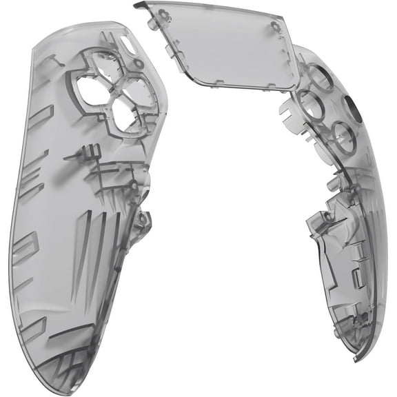 eXtremeRate Left Right Front Housing Shell with Touchpad Compatible with ps5 Edge Controller, Clear Black DIY Replacement Faceplate Shell Custom Touch Pad Cover Compatible with ps5 Edge Controller