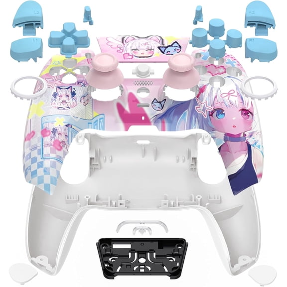 eXtremeRate Luna Full Shell & Buttons Kit for PS5 Controller BDM-030/040/050, Redesigned Front & Back Shell, Replacement Touchpad Cover