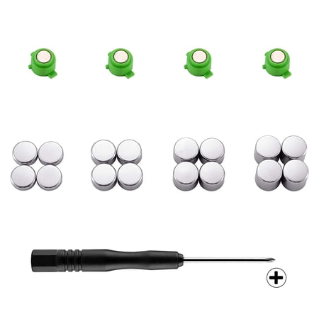 eXtremeRate Magnetic Metal Bullet Buttons for PS4 Controller, Adjustable Action Buttons, Replacement Parts Repair Kit for PS4 Slim Pro Controllers (20 in 1)