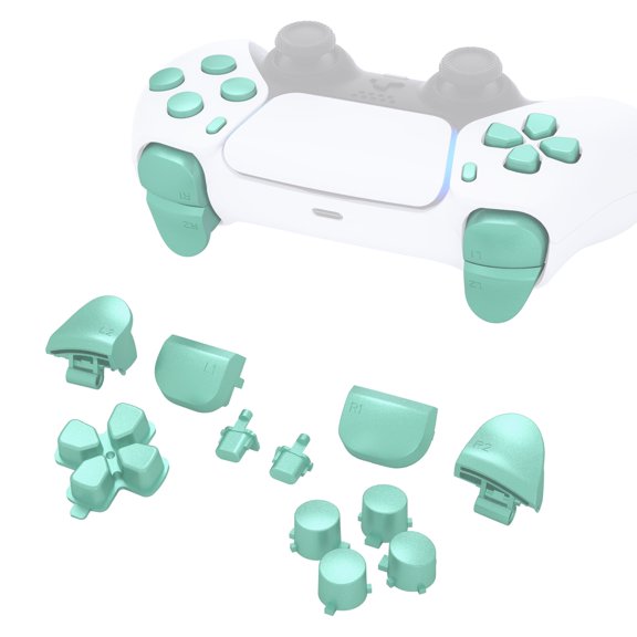 eXtremeRate Metallic Vista Green Replacement D-pad R1 L1 R2 L2 Triggers Share Options Face Buttons for ps5 Controller BDM-010/020