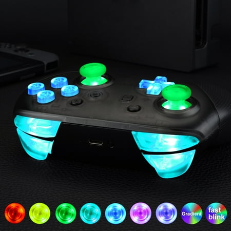 eXtremeRate Multi-Colors Luminated Thumbsticks D-pad ABXY ZR ZL L R Buttons DTFS LED Kit for Nintendo Switch Pro Controller - 9 Colors Modes 6 Areas DIY Option - Controller NOT Included
