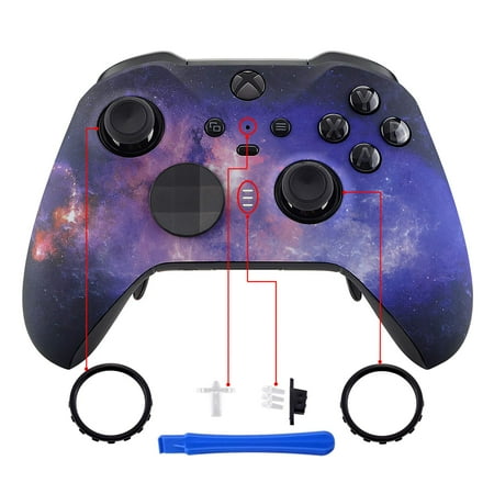eXtremeRate Nebula Galaxy Patterned Faceplate Cover, Soft Touch Front Shell for Xbox One Elite Series 2 Model 1797, Xbox One Elite Series 2 Core - Thumbstick Accent Rings Included