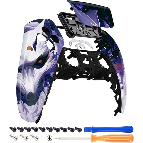 eXtremeRate Nine-Tailed Fox Touchpad Front Housing Shell Compatible with ps5 Controller BDM-010 BDM-020 BDM-030, DIY Replacement Shell Custom Touch Pad Cover Compatible with ps5 Controller